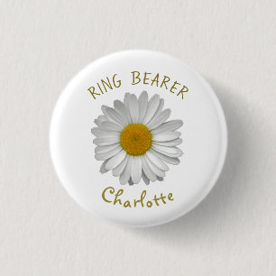 Daisy Flower Guld Ring Bearer Knapp