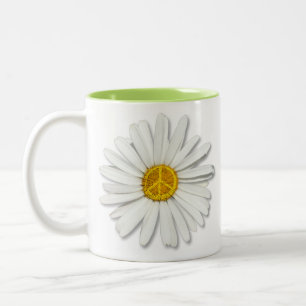 Daisy Flower Inner Peace Symbol Sign - Blommigt Kä Två-Tonad Mugg
