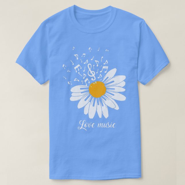 Daisy Flower Kärlek Music Piano Flower Petals Musi T Shirt (Design framsida)