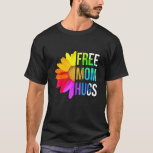 Daisy Flower Mamma Hugs Messy Bun LGBT Flagga Prid T Shirt