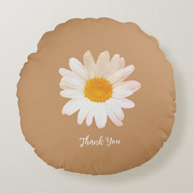 Daisy Flower Mug – Summer Botanical Cozy Rund Kudde (Framsidan)