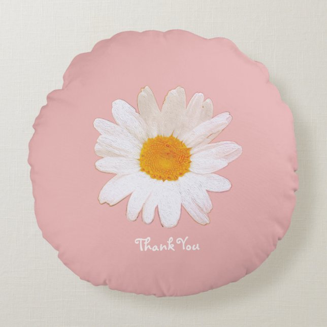 Daisy Flower Mug – Summer Botanical Cozy Rund Kudde (Framsidan)