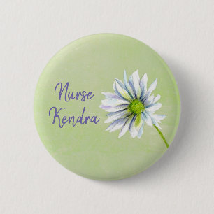 Daisy Flower Nurse Namn bricka Anpassningsbar Knapp