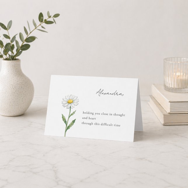 Daisy Flower Personalized Sympathy Card with Name Kort (Skapare uppladdad)