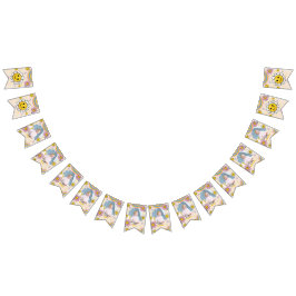 Daisy Flower Rainbow First Birthday Bunting Flaggo Vimplar