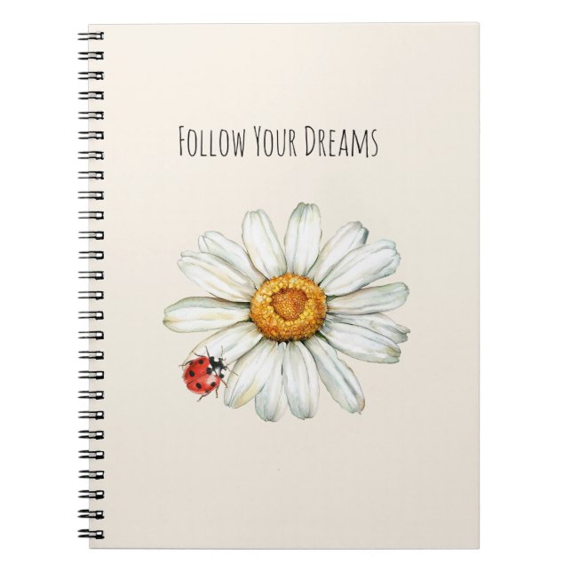 Daisy Flower Red Black Ladybug Anteckningsbok (Framsidan)