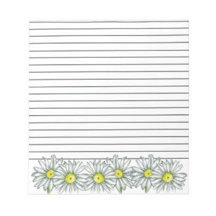 Daisy Flower Teckning Grått-lintad Anteckningsblock