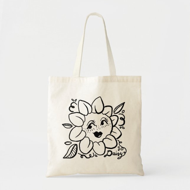 Daisy Flower Tote Bag Tygkasse (Framsidan)