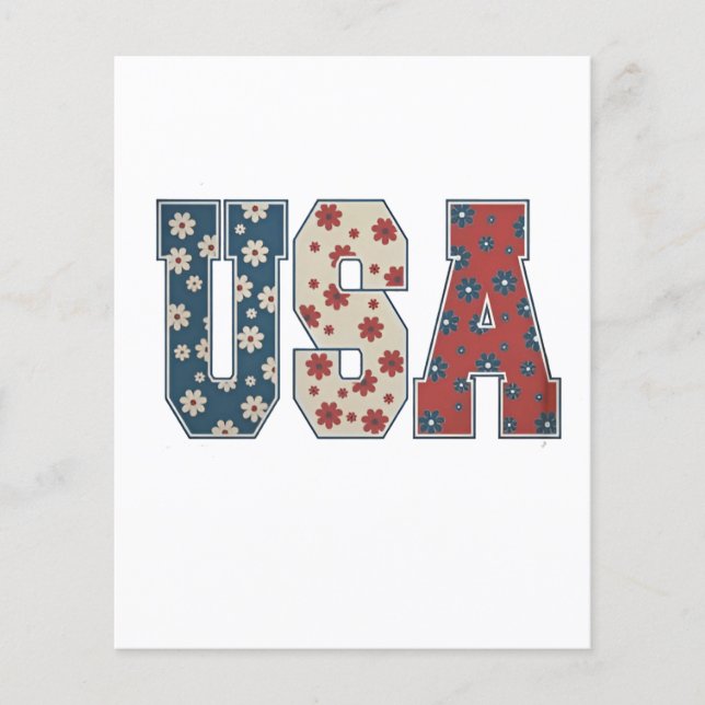 Daisy Flower USA flagga 4 juli Patriotic Flygblad (Framsidan)