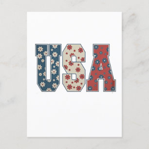 Daisy Flower USA flagga 4 juli Patriotic Inbjudan Vykort