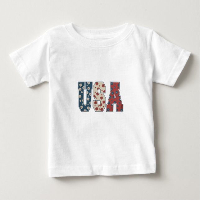 Daisy Flower USA flagga 4 juli Patriotic T Shirt (Framsida)
