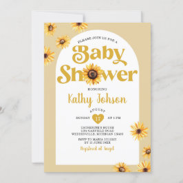 Daisy Flowers Arch Boho Baby Shower Solblommor Inbjudningar