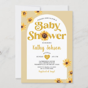 Daisy Flowers Arch Boho Baby Shower Solblommor Inbjudningar