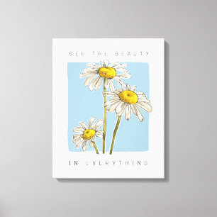 Daisy Flowers Beauty Slogan Canvastryck