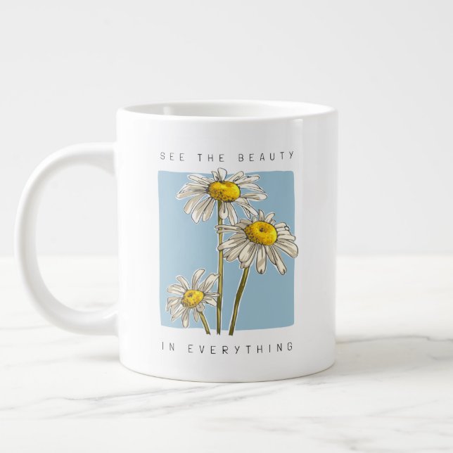 Daisy Flowers Beauty Slogan Jumbo Mugg (Vänster)