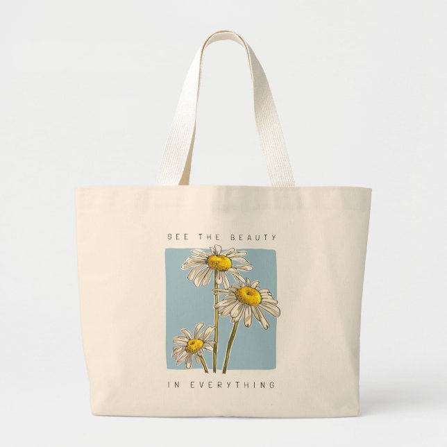 Daisy Flowers Beauty Slogan Jumbo Tygkasse (Framsidan)