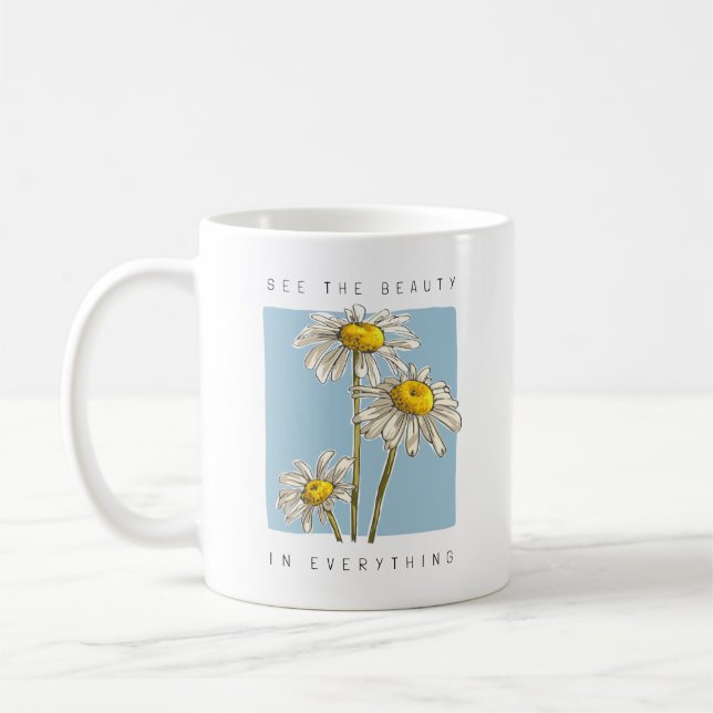 Daisy Flowers Beauty Slogan Kaffemugg (Vänster)