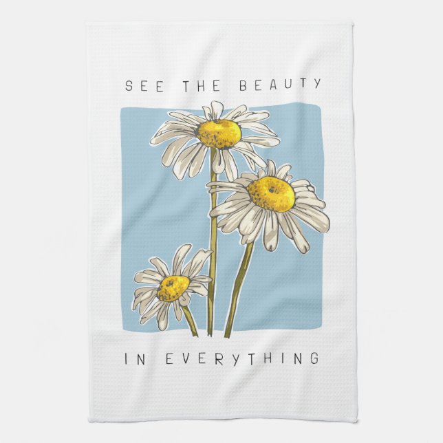 Daisy Flowers Beauty Slogan Kökshandduk (Vertikal)