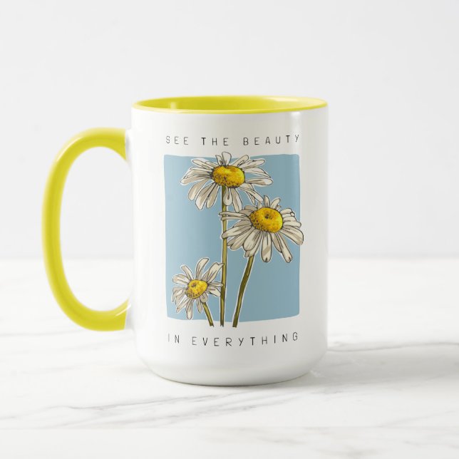 Daisy Flowers Beauty Slogan Mugg (Vänster)