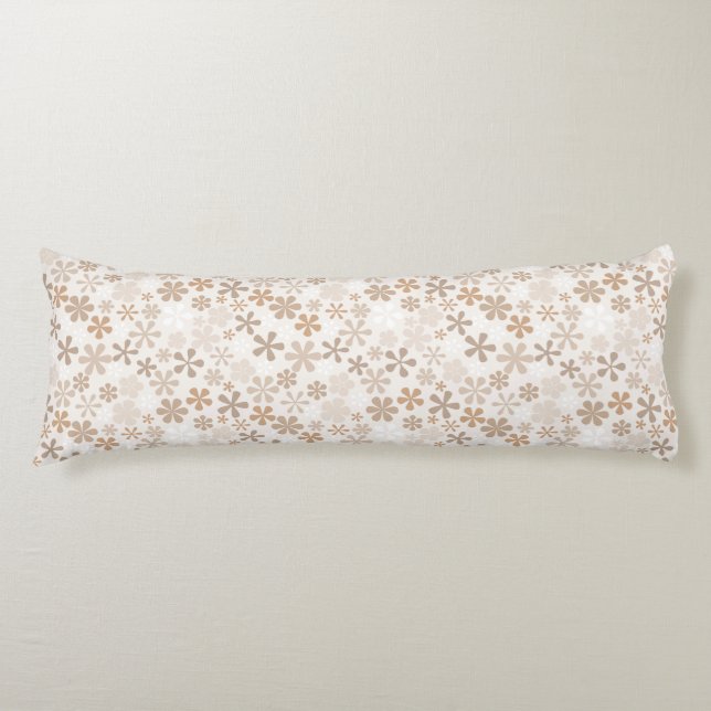 Daisy Flowers Beige Floral Aesthetic Ditsy Tan Kroppskudde (Framsidan)