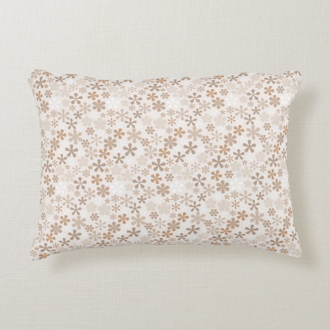 Daisy Flowers Beige Floral Aesthetic Ditsy Tan Prydnadskudde (Framsidan)