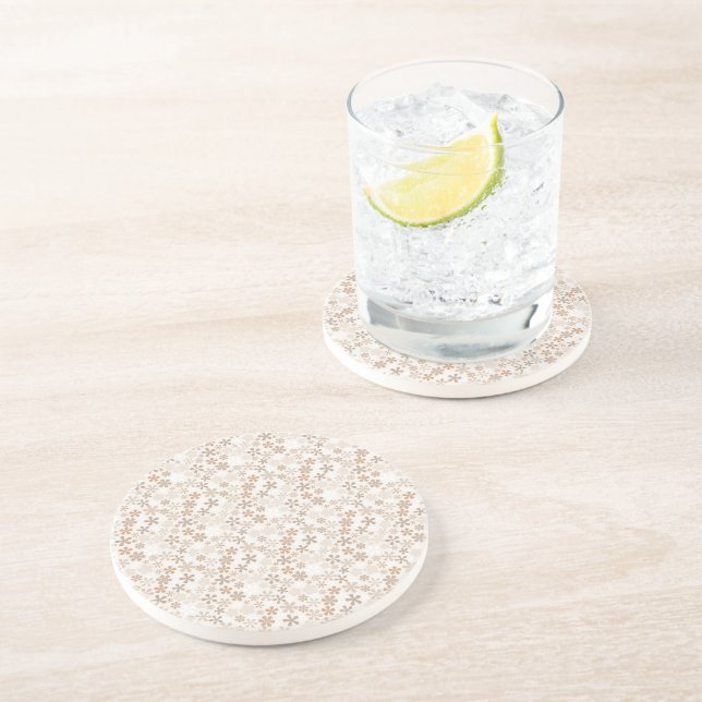 Daisy Flowers Beige Floral Aesthetic Ditsy Tan Underlägg (Sidan)