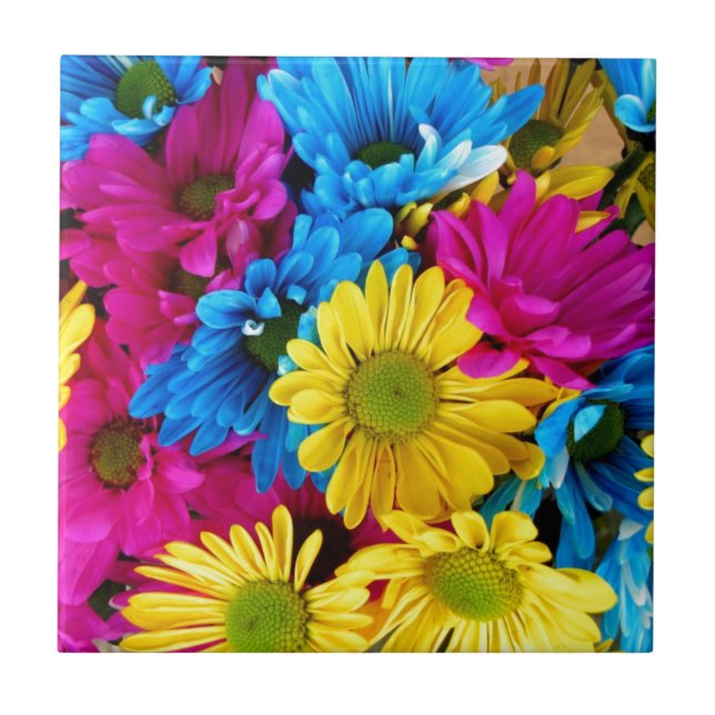Daisy Flowers Blommar Kärlek Destiny Shower Party Kakelplatta (Framsidan)