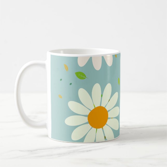 Daisy Flowers Blommönster Girly regnbåge pastel Kaffemugg (Vänster)