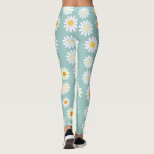 Daisy Flowers Blommönster Girly regnbåge pastel Leggings