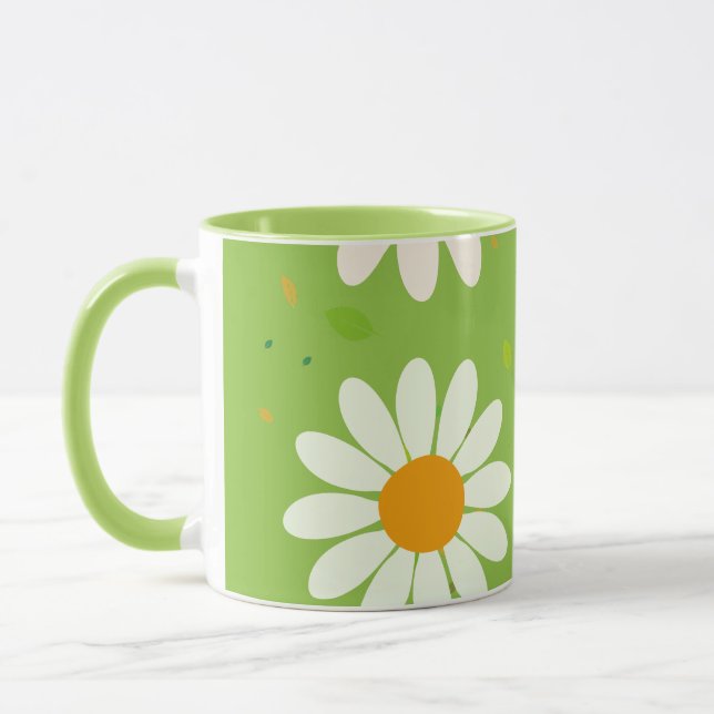 Daisy Flowers Blommönster Girly regnbåge pastel Mugg (Vänster)