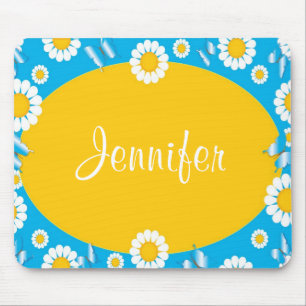 Daisy Flowers Blue & Gult Personlig Mousepad Musmatta