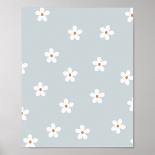 Daisy Flowers Blue Poster
