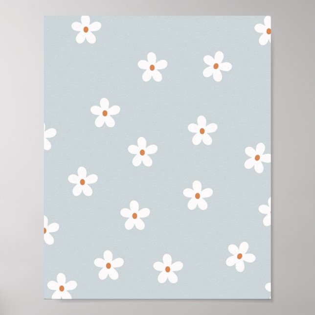Daisy Flowers Blue Poster (Framsidan)