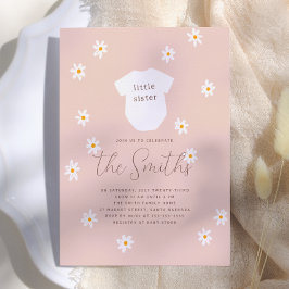 Daisy Flowers Boho Rosa Lilla Syster Bebis Shower Inbjudningar
