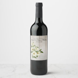 Daisy Flowers Country Blommig & Rustik Trä Vin Vinflaska Etikett
