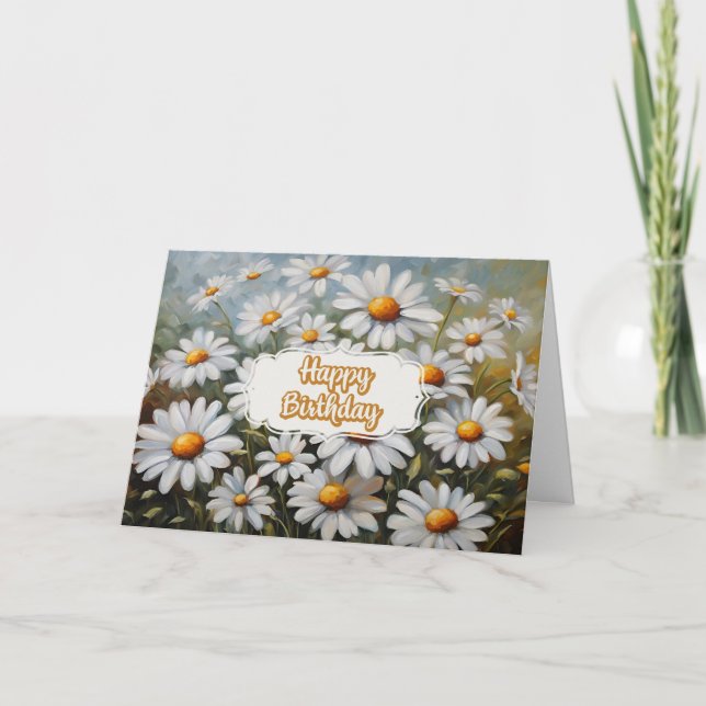 Daisy Flowers för blooming av grattis på födelseda Kort (Framsida)