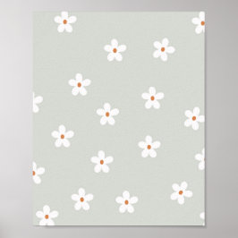 Daisy Flowers Grönt Poster