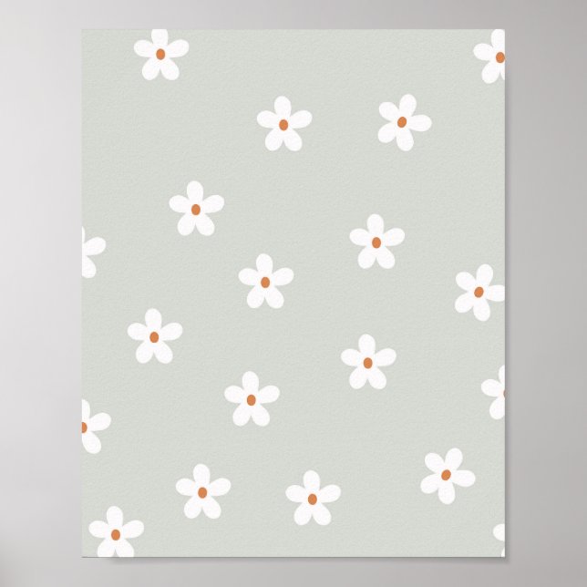 Daisy Flowers Grönt Poster (Framsidan)