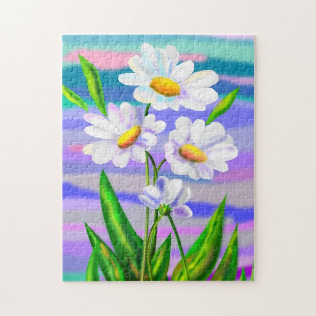 Daisy Flowers Jigszle Puzzle Daisy Vår Pussel (Vertikal)