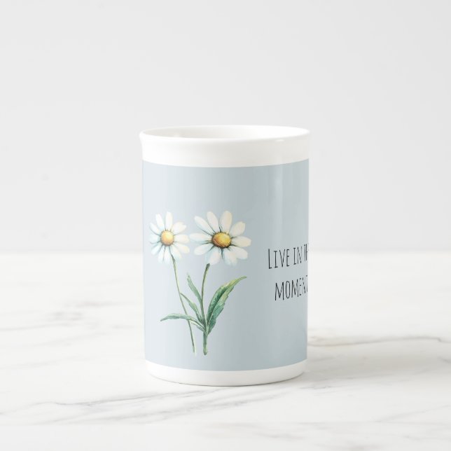Daisy Flowers Live in the moment Benporslin Mugg (Framsidan)