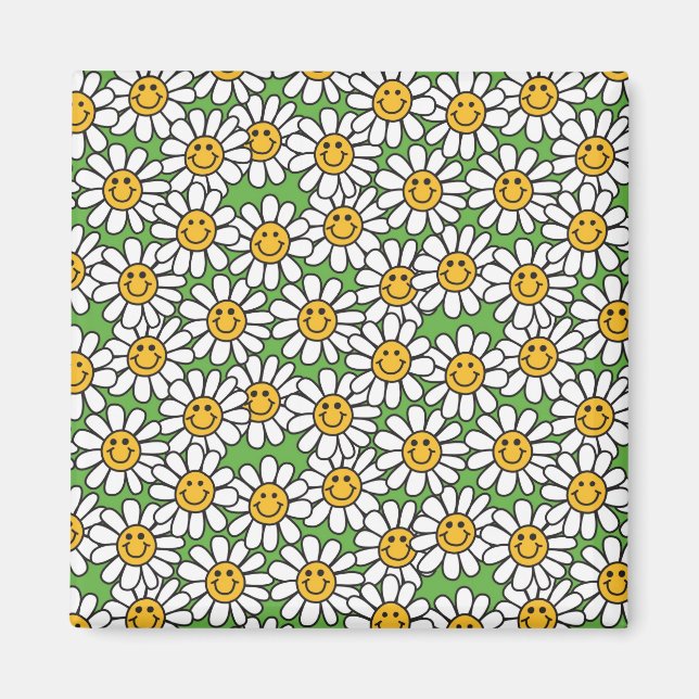 Daisy Flowers Mönster Magnet (Framsidan)