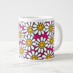Daisy Flowers Mönster Rosa Gult Jumbo Mugg