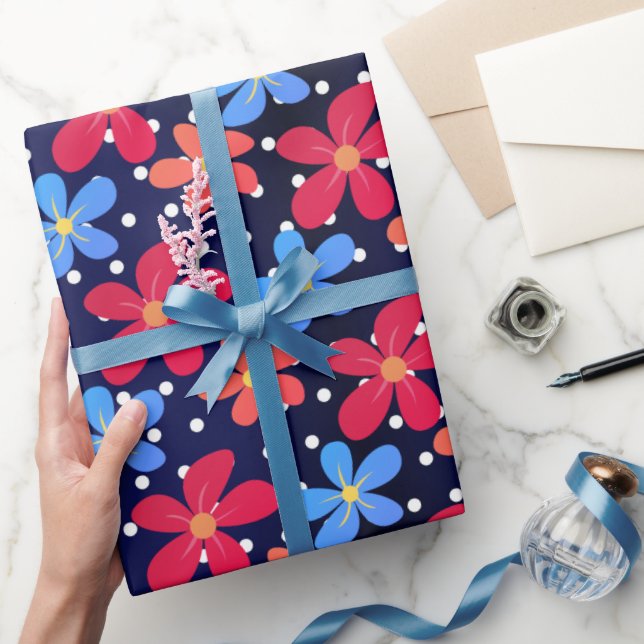 Daisy Flowers på Polka dots Presentpapper (Gifting)