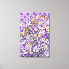 Daisy Flowers Polka Dot Summer Flowers Blommigt Ar Canvastryck