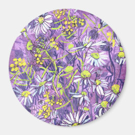 Daisy Flowers Polka Dot Summer Flowers Blommigt Ar Magnet