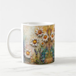 Daisy Flowers Söt Wildblommor Blommigt Nature Art Kaffemugg