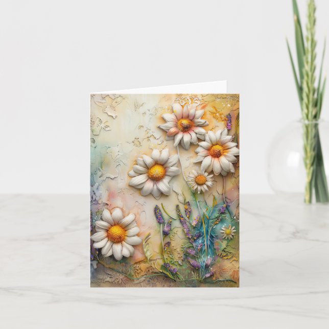 Daisy Flowers Söt Wildblommor Blommigt Nature Art Kort (Framsida)