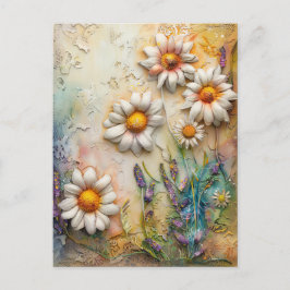 Daisy Flowers Söt Wildblommor Blommigt Nature Art Vykort