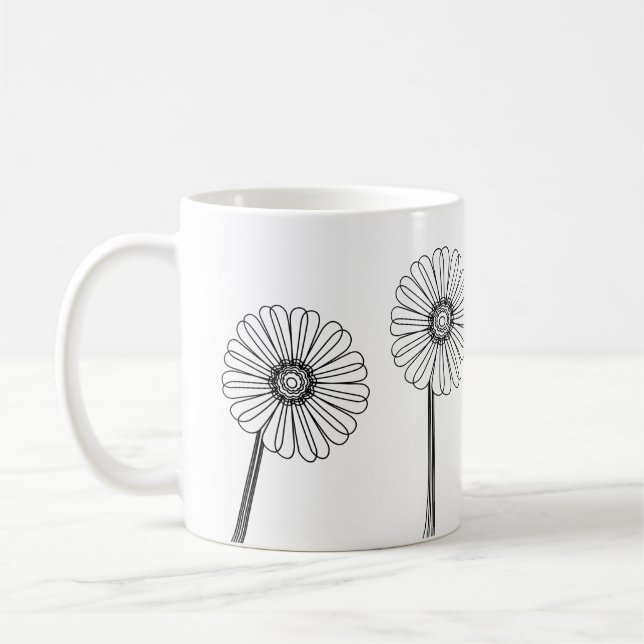 Daisy Flowers Teckning Gardener Mugg (Vänster)