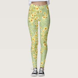 Daisy Flowers: Vattenfärgsfärgsfärgen Mörk utan sm Leggings